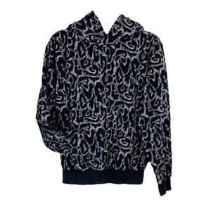 Tna | Aritzia POLAR Fleece Charcoal Abstract Leopard Black & Gray Hoodie Size XS